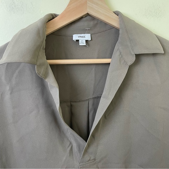 Vince Slit Collar Silk Long Sleeve Dress in Size XS - Picture 6 of 10